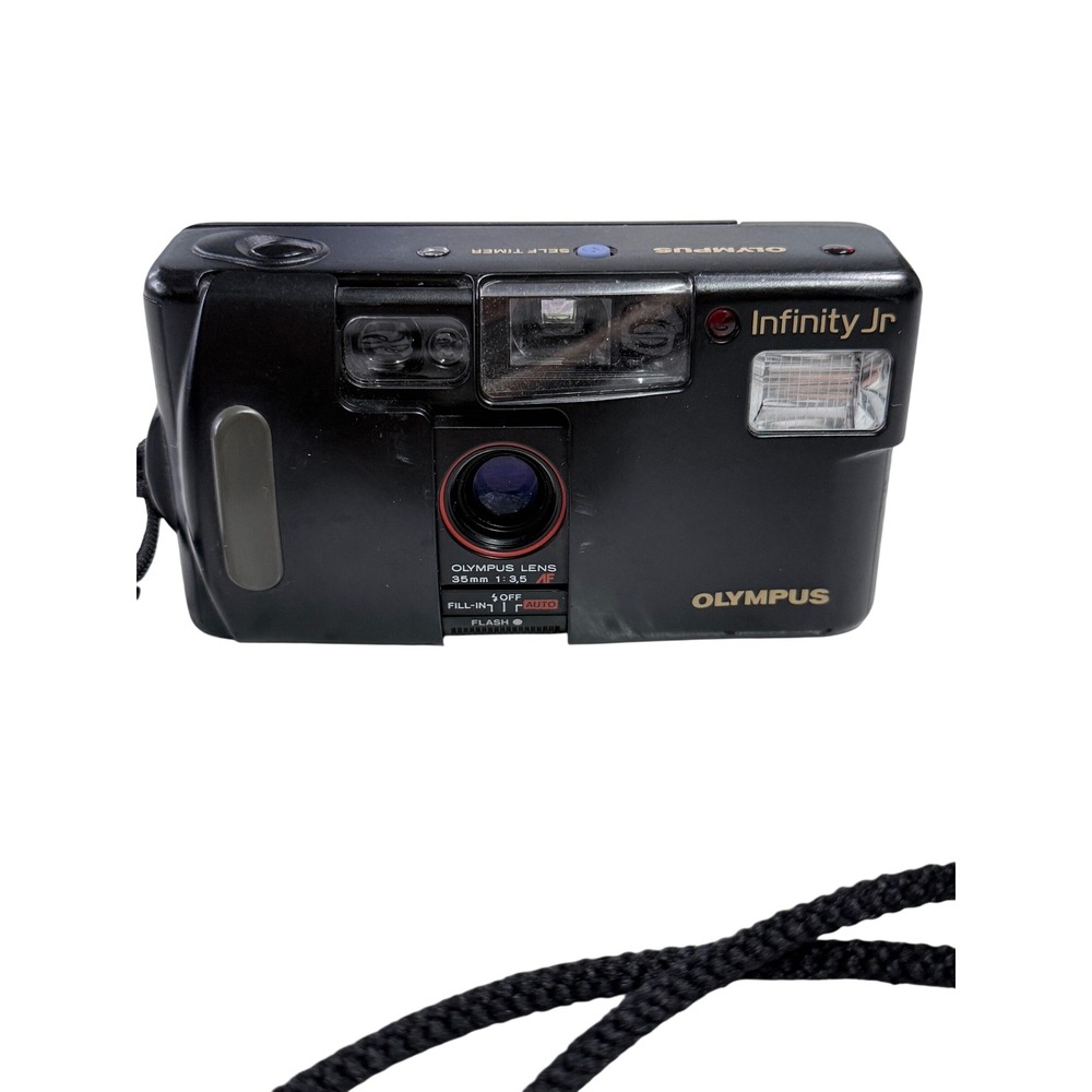 Olympus Infinity Jr 35mm Film Camera Black AF 35mm 1:3.5 Vintage Point Shoot